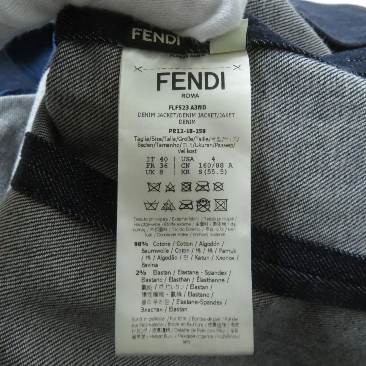 Fendi Mink Fur Logo Denim Jacket, Double-Breasted