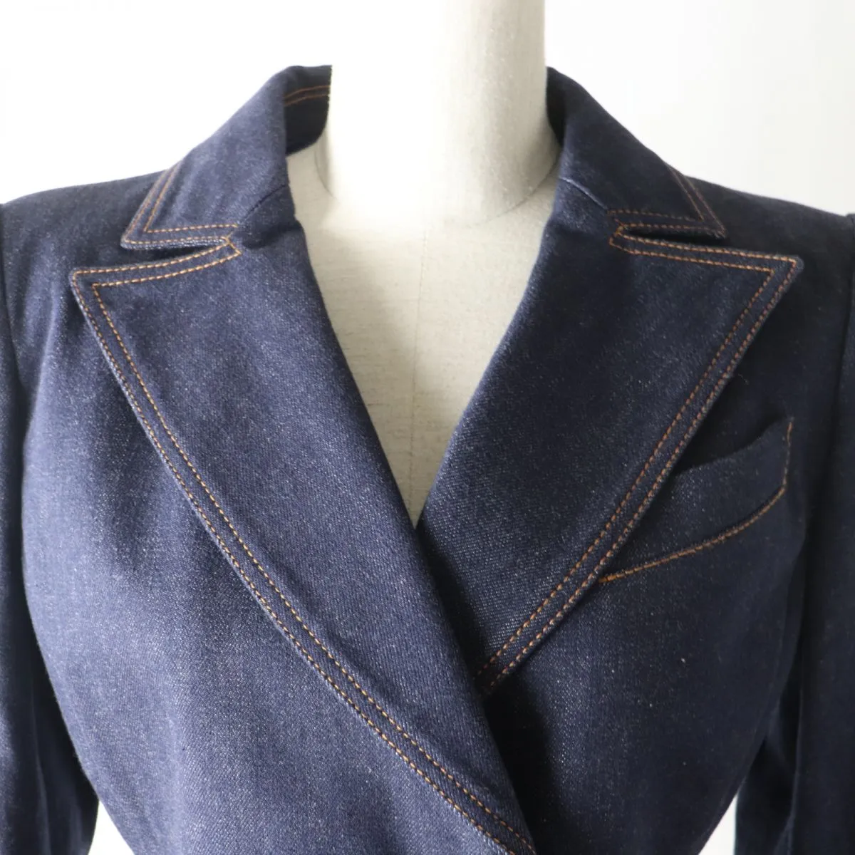 Fendi Mink Fur Logo Denim Jacket, Double-Breasted