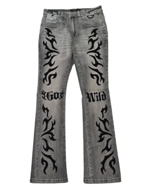 Flocking Flare Denim Jeans KD2509
