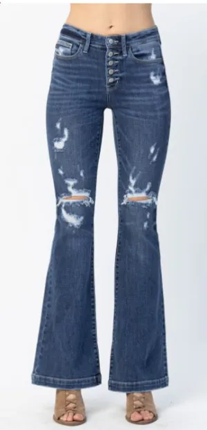 Judy Blue Flare Jeans Distressed