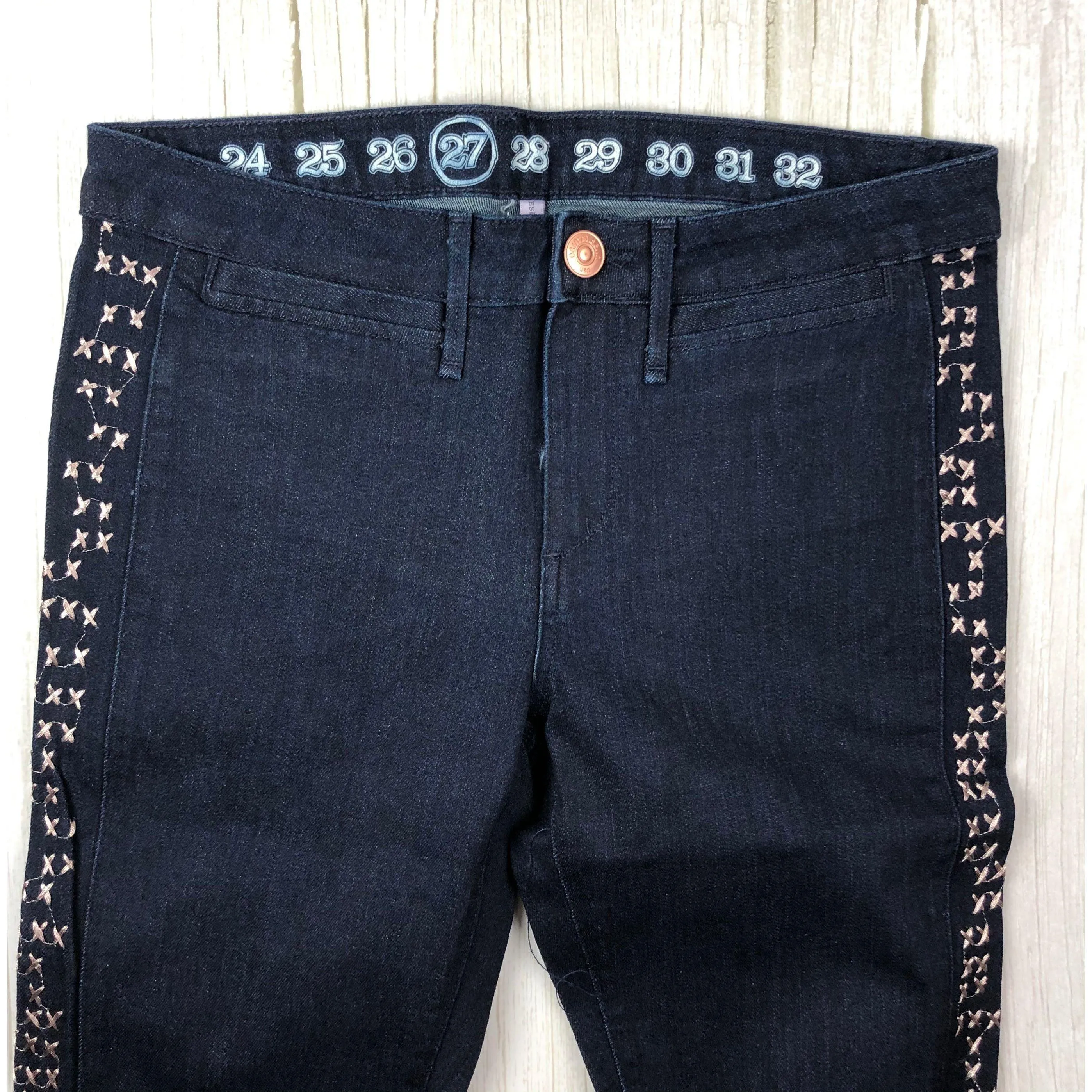 NWT- Earnest Sewn Rose Gold Cross Stitch "ESRA" Skinny Jeans - Size 27