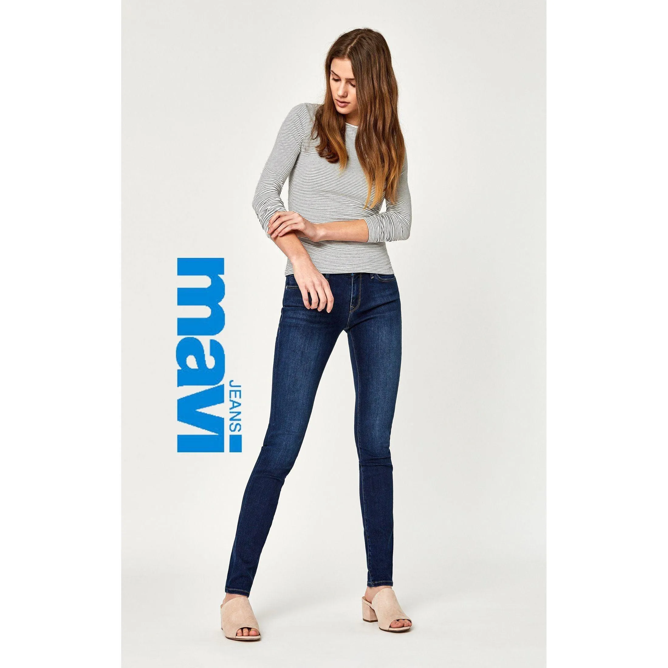 NWT - Mavi White Edge  'Alexa' Ladies Mid Rise Skinny Jeans -Size 24/34