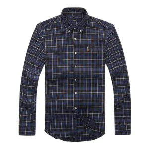 RL Long sleeve Button-Down Crest logo Navyblue Shirt