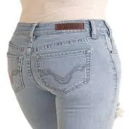 ROCK & ROLL DENIM High Rise Light Wash Distressed Bootcut Jeans
