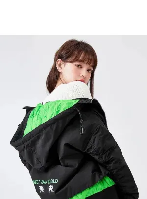 Street Style Cotton Overlay Hoodie