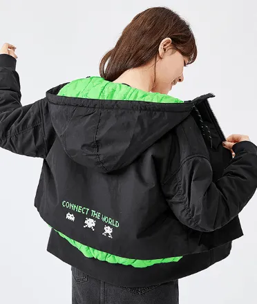 Street Style Cotton Overlay Hoodie