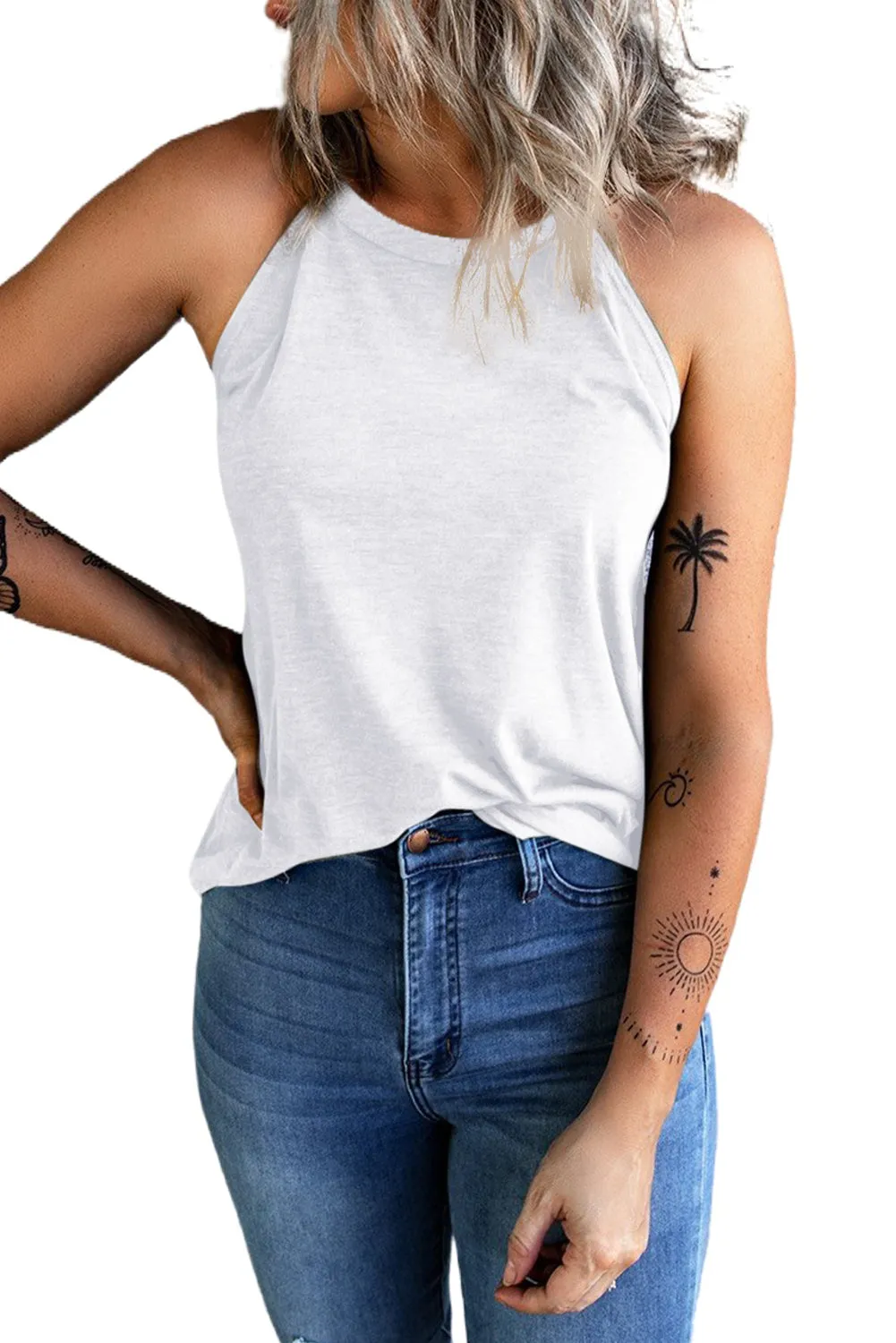 Womens Summer Halter High Neck Tank Top Sexy Sleeveless Shirts