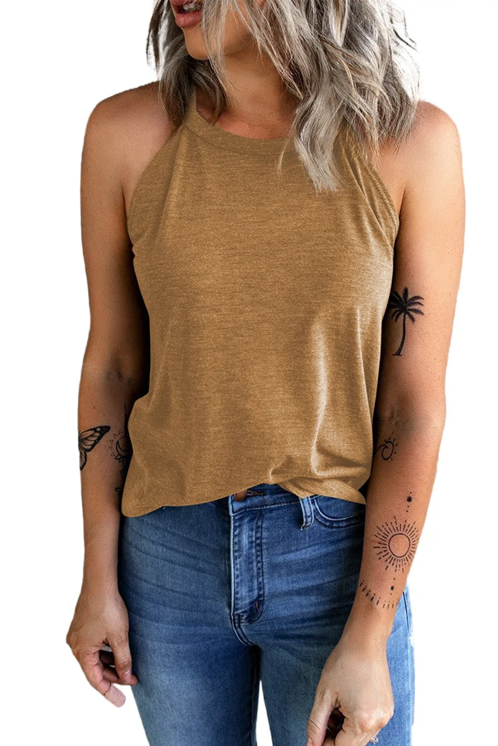 Womens Summer Halter High Neck Tank Top Sexy Sleeveless Shirts