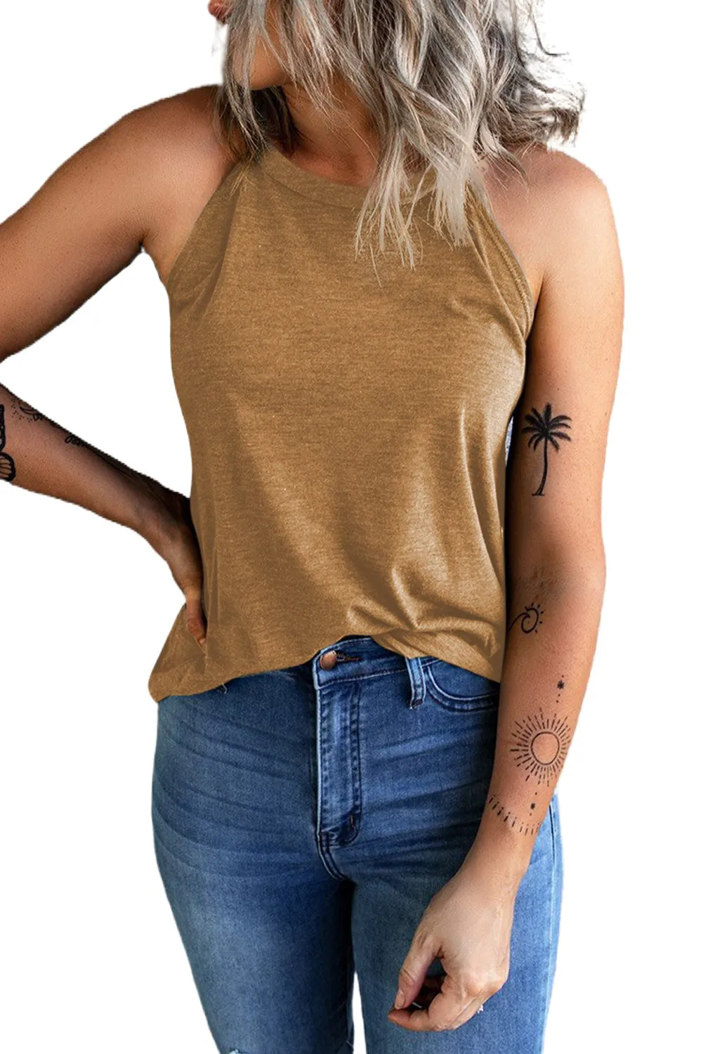 Womens Summer Halter High Neck Tank Top Sexy Sleeveless Shirts